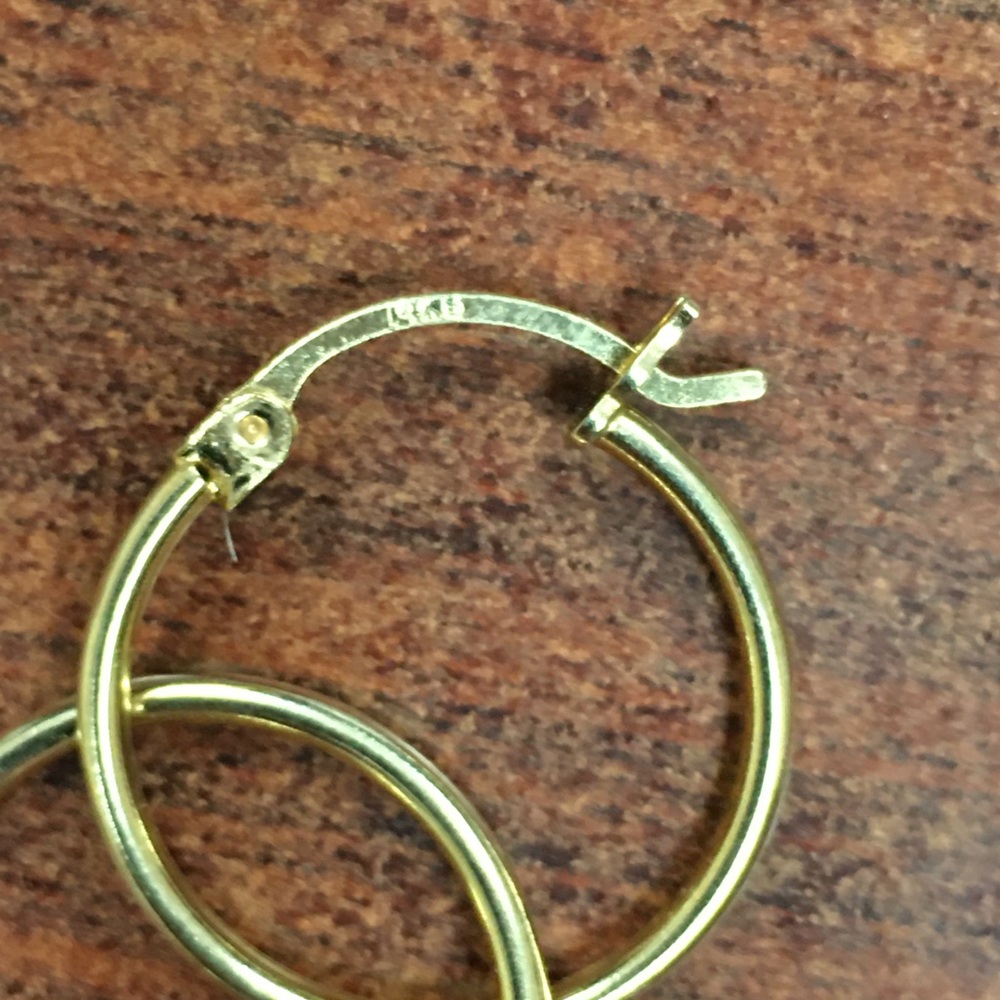 New 14K yellow gold  hoop earrings - Picture 3 of 7